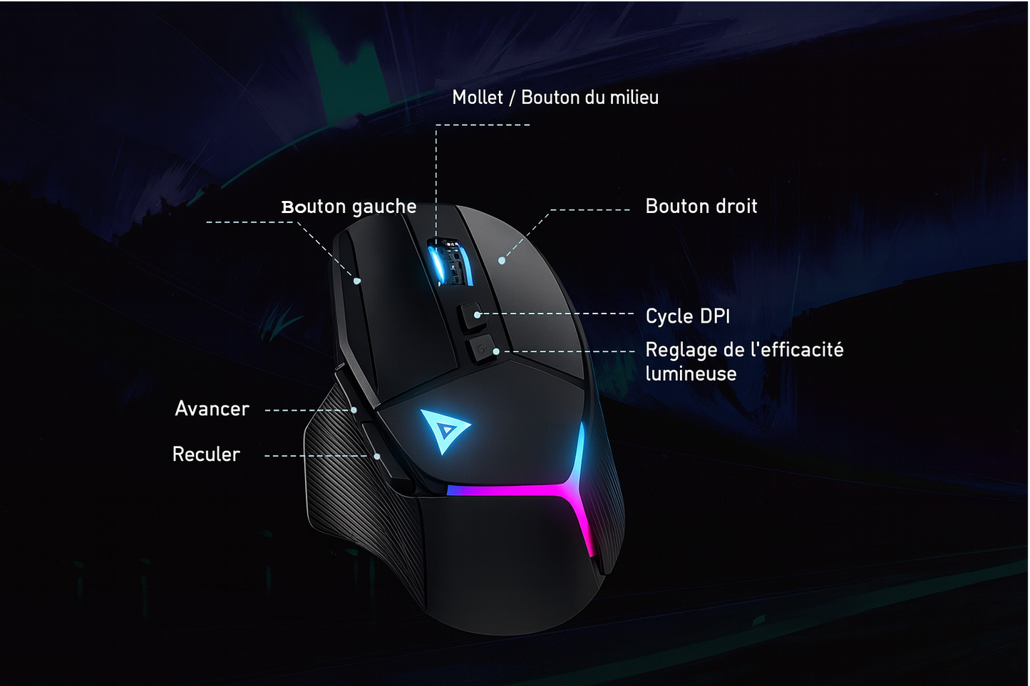 Souris Gaming Pro – Haute Précision 14 800 DPI